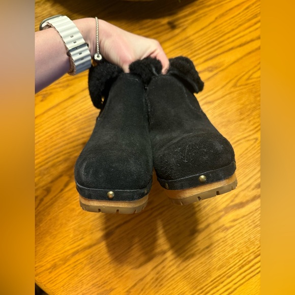 UGG Women's THEBES Clog, Black Suede - Picture 3 of 5